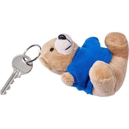 Teddybär Schlüsselanhänger Arnie , kobaltblau, Plüsch, 8,40cm x 3,80cm x 8,00cm (Länge x Höhe x Breite), Bild 3
