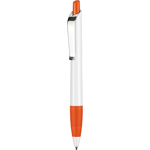 Kugelschreiber Bond Shiny , Ritter-Pen, weiß/orange, ABS u. Metall, 14,30cm (Länge), Bild 1