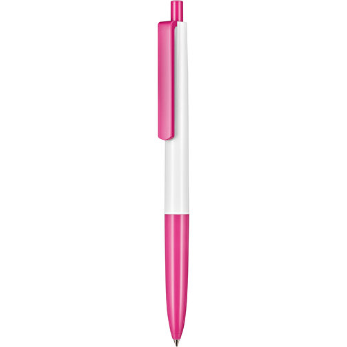 Kugelschreiber New Basic , Ritter-Pen, weiß/fuchsia-pink, ABS-Kunststoff, 13,40cm (Länge), Bild 1