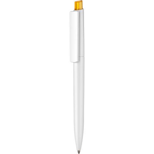 Kugelschreiber Crest ST , Ritter-Pen, weiß/mango-gelb-TR/FR, ABS-Kunststoff, 14,90cm (Länge), Bild 1