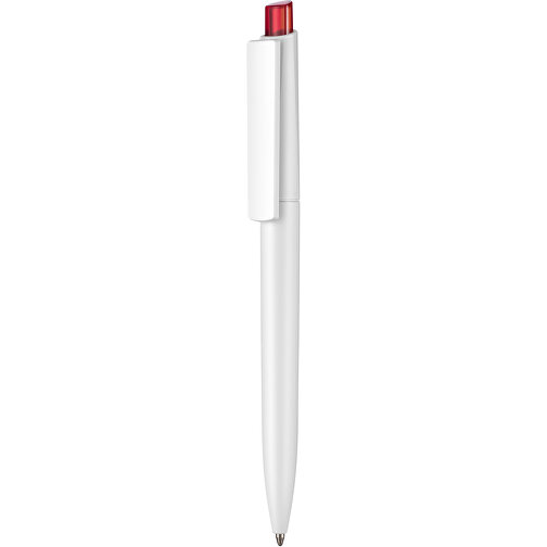Kugelschreiber Crest ST , Ritter-Pen, weiß/kirschrot-TR/FR, ABS-Kunststoff, 14,90cm (Länge), Bild 1