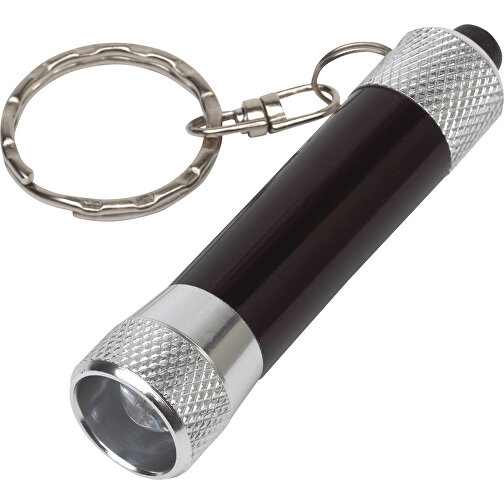 Schlüsselanhänger FLARE , schwarz, silber, Aluminium / Edelstahl, 7,00cm (Höhe), Bild 1