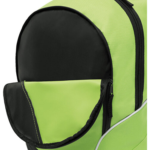 Rucksack CURVE , hellgrün, schwarz, 600D Polyester, 46,00cm x 19,00cm x 34,00cm (Länge x Höhe x Breite), Bild 6