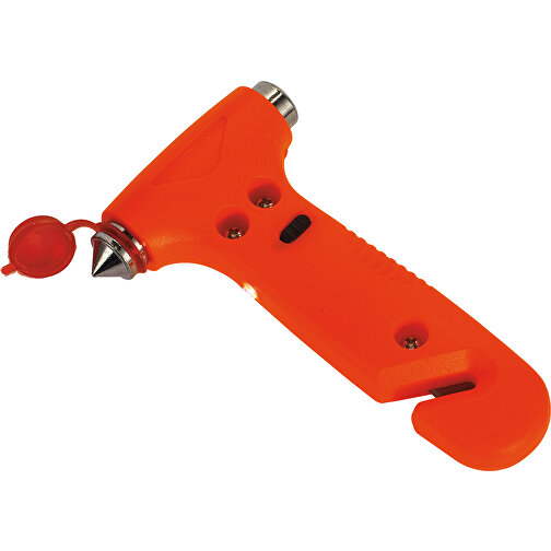 Notfallhammer SAFETY , orange, Kunststoff / Metall, 13,50cm x 2,00cm x 7,50cm (Länge x Höhe x Breite), Bild 1