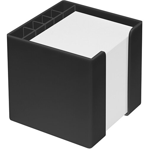 Zettelbox 'Alpha' Mit Köcher , schwarz, PS+PAP, 10,00cm x 10,00cm x 10,00cm (Länge x Höhe x Breite), Bild 1