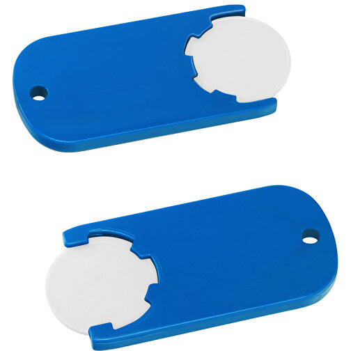 Chiphalter Mit 1€-Chip 'Alpha' , weiß, blau, ABS, 6,10cm x 0,40cm x 2,90cm (Länge x Höhe x Breite), Bild 1