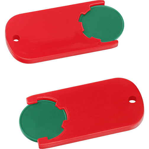 Chiphalter Mit 1€-Chip 'Alpha' , grün, rot, ABS, 6,10cm x 0,40cm x 2,90cm (Länge x Höhe x Breite), Bild 1
