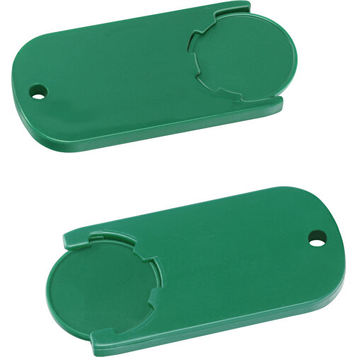 Chiphalter Mit 1€-Chip 'Alpha' , grün, grün, ABS, 6,10cm x 0,40cm x 2,90cm (Länge x Höhe x Breite), Bild 1