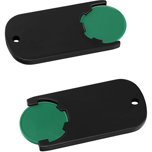 Chiphalter Mit 1€-Chip 'Alpha' , grün, schwarz, ABS, 6,10cm x 0,40cm x 2,90cm (Länge x Höhe x Breite), Bild 1