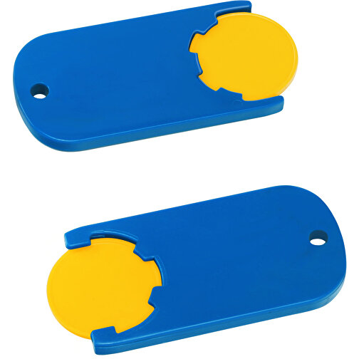 Chiphalter Mit 1€-Chip 'Alpha' , gelb, blau, ABS, 6,10cm x 0,40cm x 2,90cm (Länge x Höhe x Breite), Bild 1