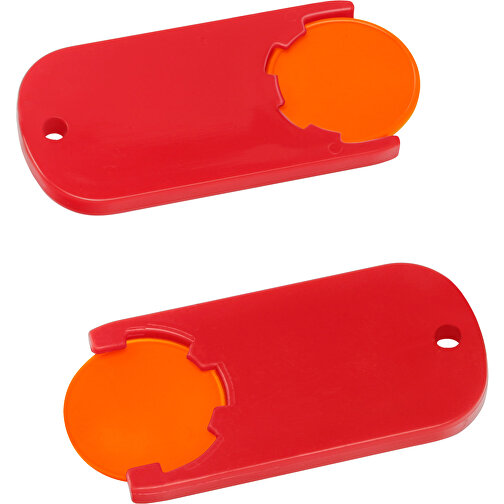 Chiphalter Mit 1€-Chip 'Alpha' , orange, rot, ABS, 6,10cm x 0,40cm x 2,90cm (Länge x Höhe x Breite), Bild 1