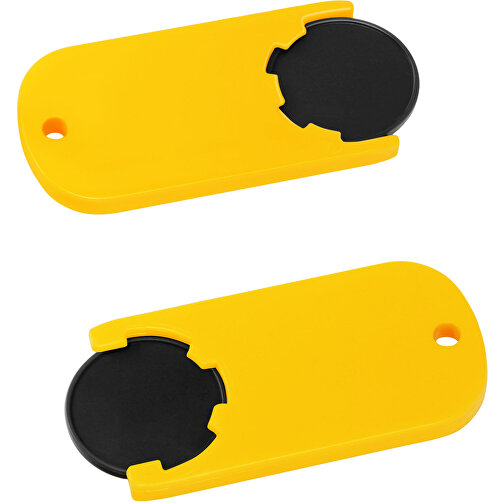 Chiphalter Mit 1€-Chip 'Alpha' , schwarz, gelb, ABS, 6,10cm x 0,40cm x 2,90cm (Länge x Höhe x Breite), Bild 1