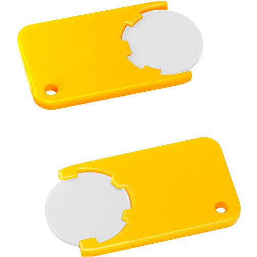Chiphalter Mit 1€-Chip 'Beta' , weiss, gelb, ABS, 5,20cm x 0,30cm x 2,90cm (Länge x Höhe x Breite), Bild 1