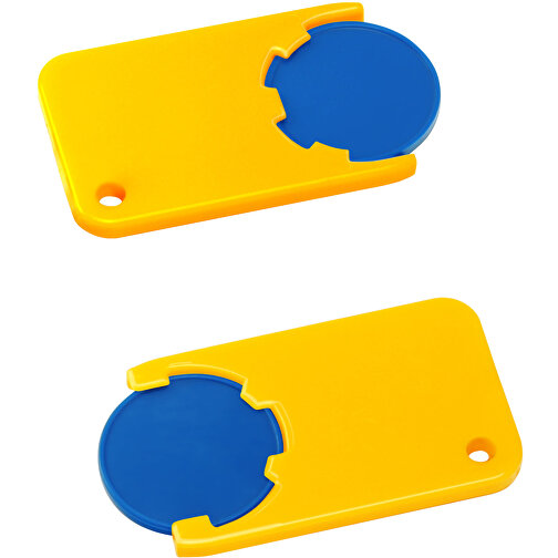 Chiphalter Mit 1€-Chip 'Beta' , blau, gelb, ABS, 5,20cm x 0,30cm x 2,90cm (Länge x Höhe x Breite), Bild 1