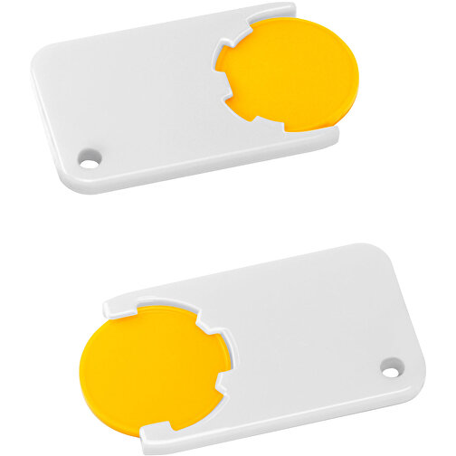 Chiphalter Mit 1€-Chip 'Beta' , gelb, weiss, ABS, 5,20cm x 0,30cm x 2,90cm (Länge x Höhe x Breite), Bild 1
