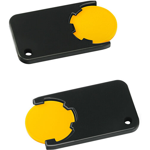 Chiphalter Mit 1€-Chip 'Beta' , gelb, schwarz, ABS, 5,20cm x 0,30cm x 2,90cm (Länge x Höhe x Breite), Bild 1