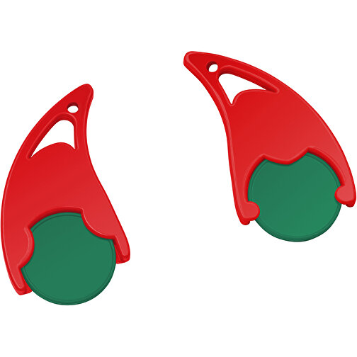 Chiphalter Mit 1€-Chip 'Epsilon' , grün, rot, ABS, 5,50cm x 0,40cm x 2,90cm (Länge x Höhe x Breite), Bild 1