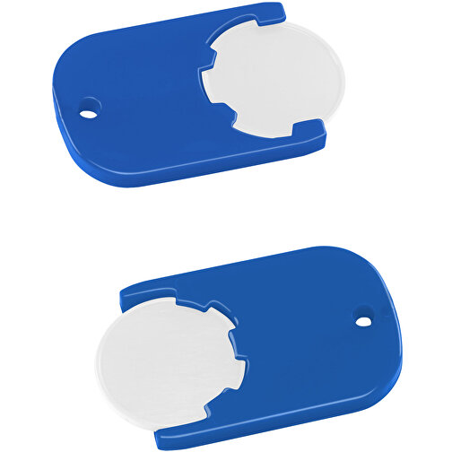 Chiphalter Mit 1€-Chip 'Gamma' , weiss, blau, ABS, 4,70cm x 0,40cm x 2,90cm (Länge x Höhe x Breite), Bild 1