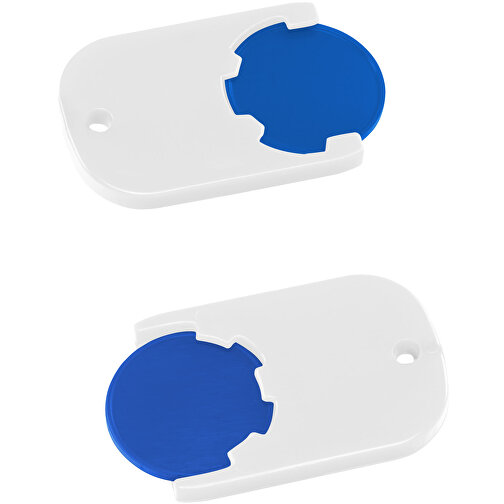 Chiphalter Mit 1€-Chip 'Gamma' , blau, weiss, ABS, 4,70cm x 0,40cm x 2,90cm (Länge x Höhe x Breite), Bild 1