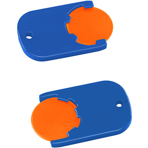 Chiphalter Mit 1€-Chip 'Gamma' , orange, blau, ABS, 4,70cm x 0,40cm x 2,90cm (Länge x Höhe x Breite), Bild 1