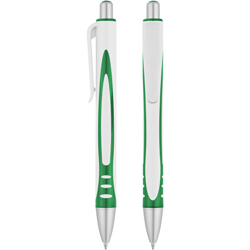 Druckkugelschreiber 'Sigma' , weiss, grün, ABS, 14,20cm (Länge), Bild 1