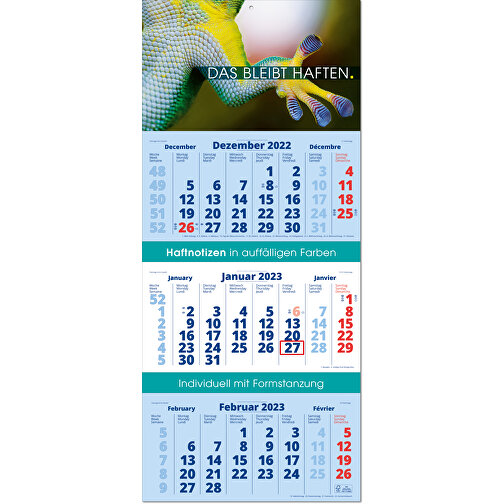 Faltbare Wand-Termin-Kalender, 3-Monats-Planer 'Exclusive' , blau, Papier, 78,40cm x 34,00cm (Höhe x Breite), Bild 1