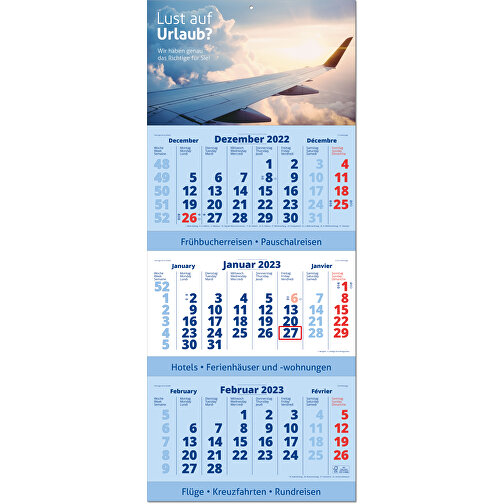 Faltbare Wand-Termin-Kalender, 3-Monats-Planer 'Spezial' , blau, Papier, 81,60cm x 34,00cm (Höhe x Breite), Bild 1
