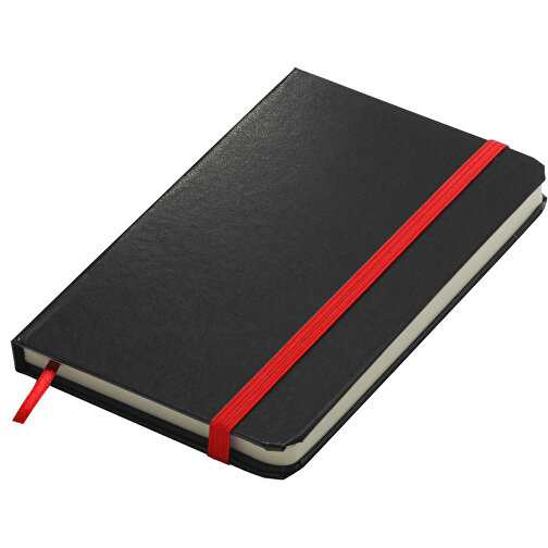 Notizbuch, Mini , schwarz, rot, PVC+PAP, 14,00cm x 1,30cm x 9,00cm (Länge x Höhe x Breite), Bild 1