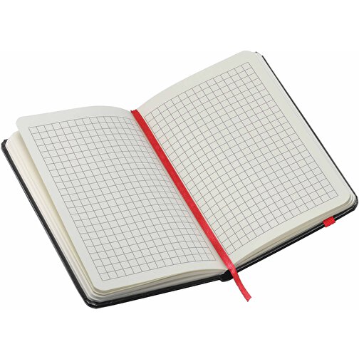 Notizbuch, Mini , schwarz, rot, PVC+PAP, 14,00cm x 1,30cm x 9,00cm (Länge x Höhe x Breite), Bild 3