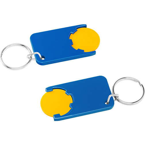 Chiphalter Mit 1€-Chip 'Beta' , gelb, blau, ABS+MET, 5,20cm x 0,30cm x 2,90cm (Länge x Höhe x Breite), Bild 1