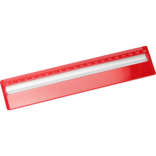 Lineal Mit Zeilenlupe , rot, PS, 21,50cm x 0,70cm x 4,50cm (Länge x Höhe x Breite), Bild 1