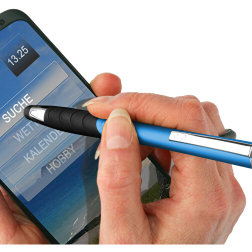 Touchscreen-Druckkugelschreiber 'Atlas' , blau, schwarz, ABS, 13,90cm (Länge), Bild 3
