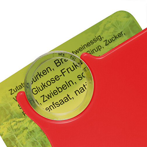 Chiphalter Mit 1€-Chip Und Lupe , weiß, rot, ABS+PS+MET, 6,00cm x 0,40cm x 4,00cm (Länge x Höhe x Breite), Bild 3