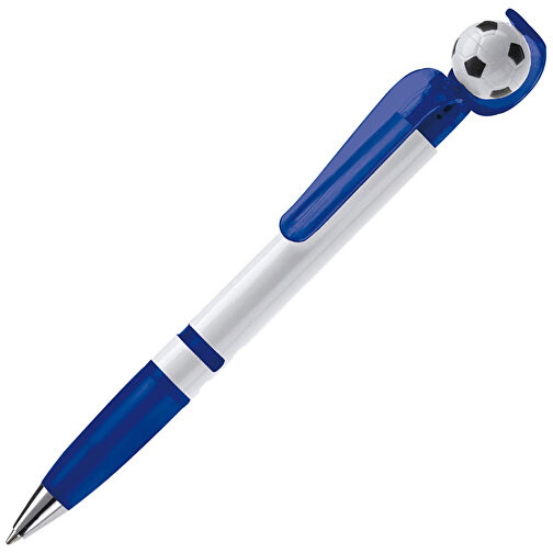 Fan Kugelschreiber Mit Fußball , blau, ABS, 14,50cm (Länge), Bild 2