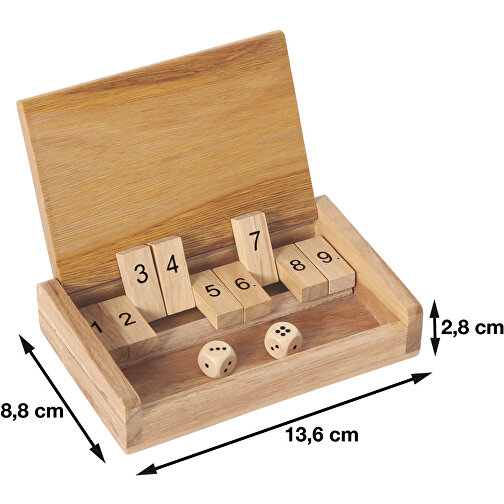 Reise-Klappenspiel , Holz, 13,50cm x 2,80cm x 9,00cm (Länge x Höhe x Breite), Bild 4