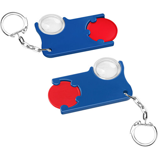Chiphalter Mit 1€-Chip Und Lupe , rot, blau, ABS+PS+MET, 6,00cm x 0,40cm x 4,00cm (Länge x Höhe x Breite), Bild 1