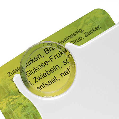 Chiphalter Mit 1€-Chip Und Lupe , grün, weiss, ABS+PS+MET, 6,00cm x 0,40cm x 4,00cm (Länge x Höhe x Breite), Bild 3