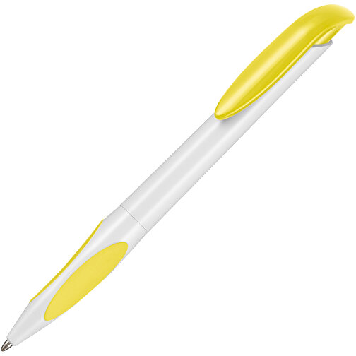 Kugelschreiber ATMOS , Ritter-Pen, weiß/zitronen-gelb, ABS-PP-Kunststoff, 14,50cm (Länge), Bild 2