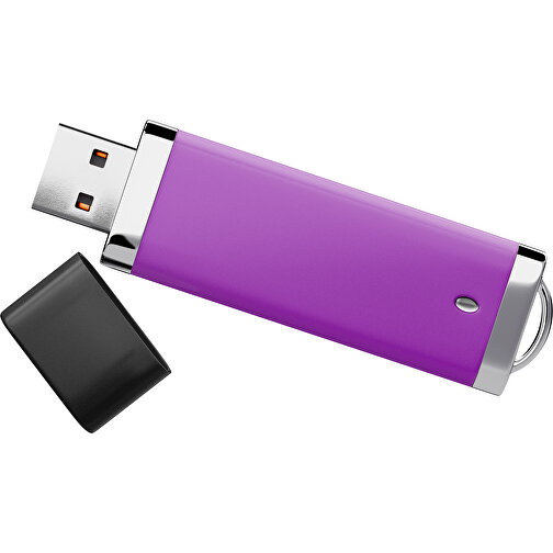 PromoPerfect USB-STICK 2.0 PLASTIK , dunkelmagenta / schwarz MB , 65 GB , Gummiplastik, Kunststoff MB , 7,00cm x 0,70cm x 2,00cm (Länge x Höhe x Breite), Bild 1