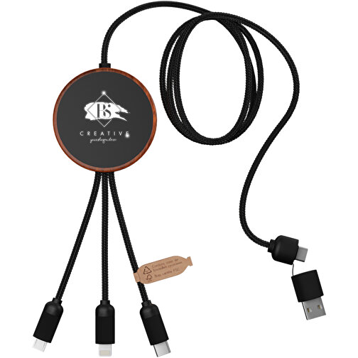 SCX.design C40 Câble de recharge 5 en 1 en rPET avec pad de recharge 10W et logo lumineux, Image 2