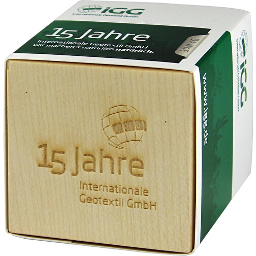 Pot cube bois maxi avec graines - Basilic, 1 sites gravés au laser, Image 1