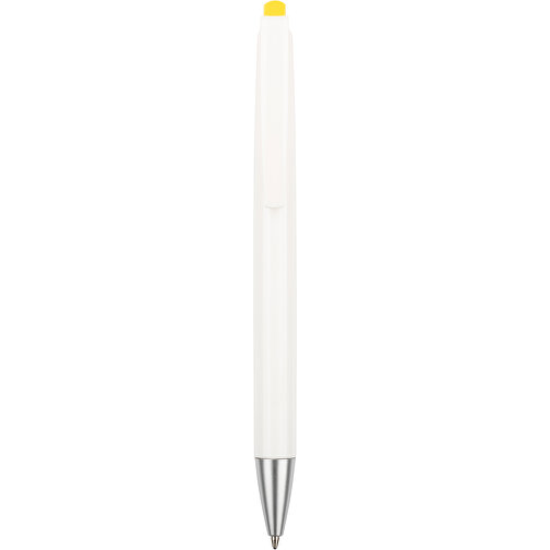 Kugelschreiber Roxi Weiss , Promo Effects, weiss / gelb, Kunststoff, 14,10cm (Länge), Bild 4