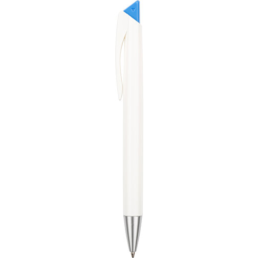 Kugelschreiber Roxi Weiss , Promo Effects, weiss / hellblau, Kunststoff, 14,10cm (Länge), Bild 2