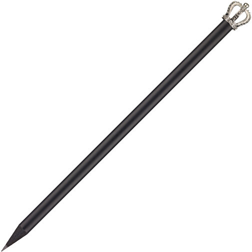 Bleistift Mit Metallkrone , schwarz, Krone silber, Holz, 19,00cm (Länge), Bild 2