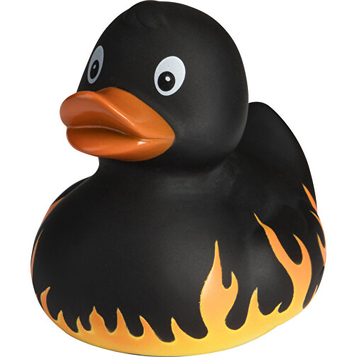 Quietsche-Ente Flammen , schwarz, PVC, 8,50cm x 8,00cm x 7,00cm (Länge x Höhe x Breite), Bild 1