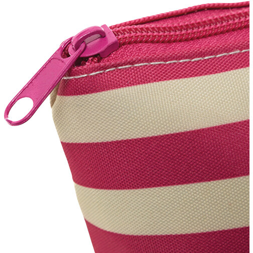 Kulturbeutel STRIPY , beige, pink, 300D Polyester, 28,00cm x 18,00cm x 9,50cm (Länge x Höhe x Breite), Bild 4