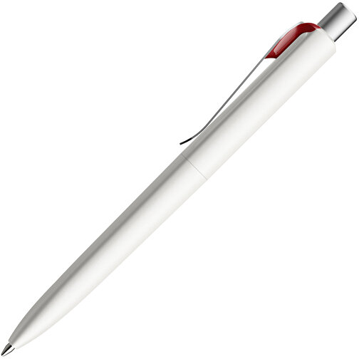 Prodir DS8 PSM Push Kugelschreiber , Prodir, weiß/silber satiniert/dunkelrot, Kunststoff/Metall, 14,10cm x 1,50cm (Länge x Breite), Bild 2