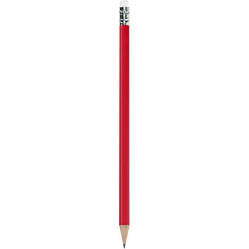 Bleistift Rund, Lackiert, Mit Radierer , rot/weiss, Holz, 18,50cm x 0,70cm x 0,70cm (Länge x Höhe x Breite), Bild 1