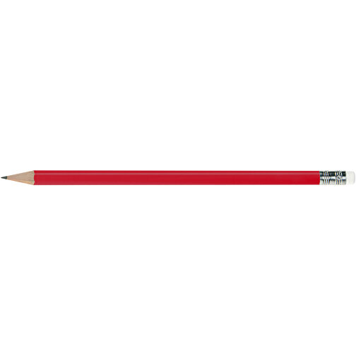 Bleistift Rund, Lackiert, Mit Radierer , rot/weiß, Holz, 18,50cm x 0,70cm x 0,70cm (Länge x Höhe x Breite), Bild 3