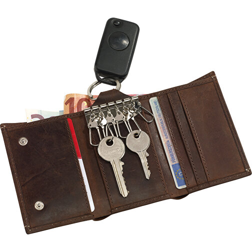 Echtleder-Schlüsseletui WILD STYLE , braun, Leder, 12,90cm x 2,20cm x 7,00cm (Länge x Höhe x Breite), Bild 2